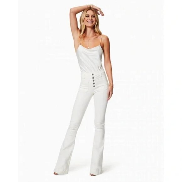 NEW RAMY BROOK Cindy High Rise Flare Jeans In White Disco Hippie Bell Bottom 26 - Picture 10 of 13